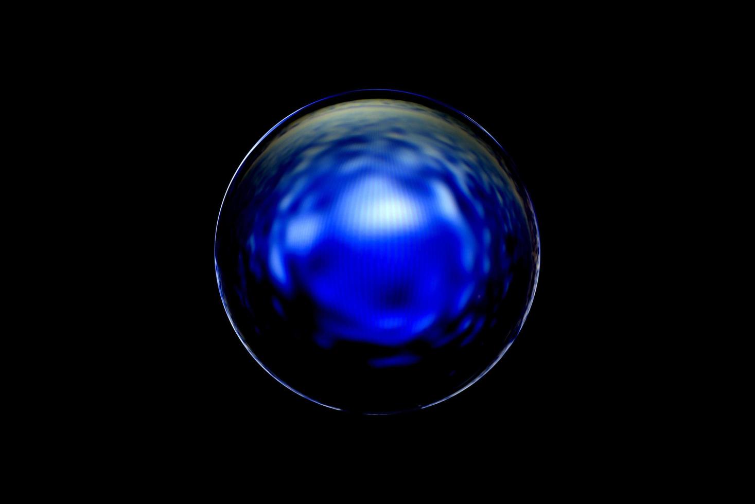 An abstract sphere with a blurry pattern isolated on black background. photo