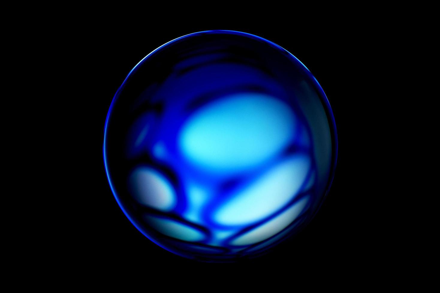 An abstract sphere with a blurry pattern isolated on black background. photo