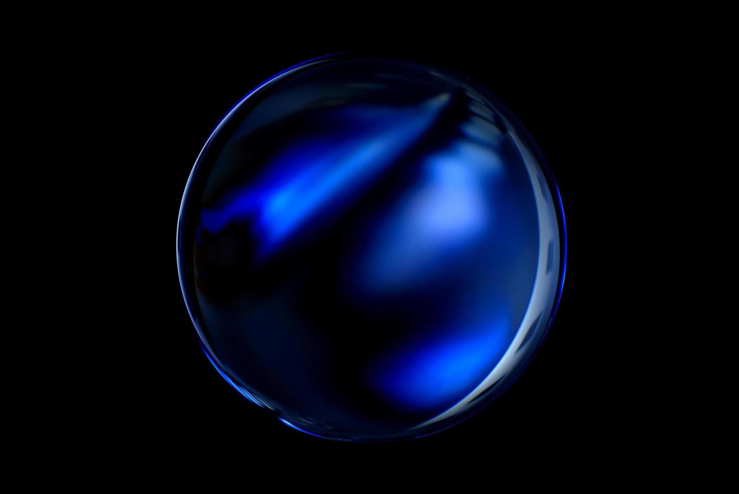 An abstract sphere with a blurry pattern isolated on black background. photo