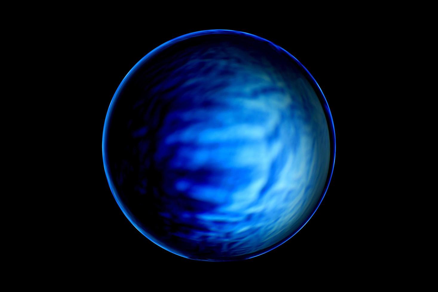 An abstract sphere with a blurry pattern isolated on black background. photo