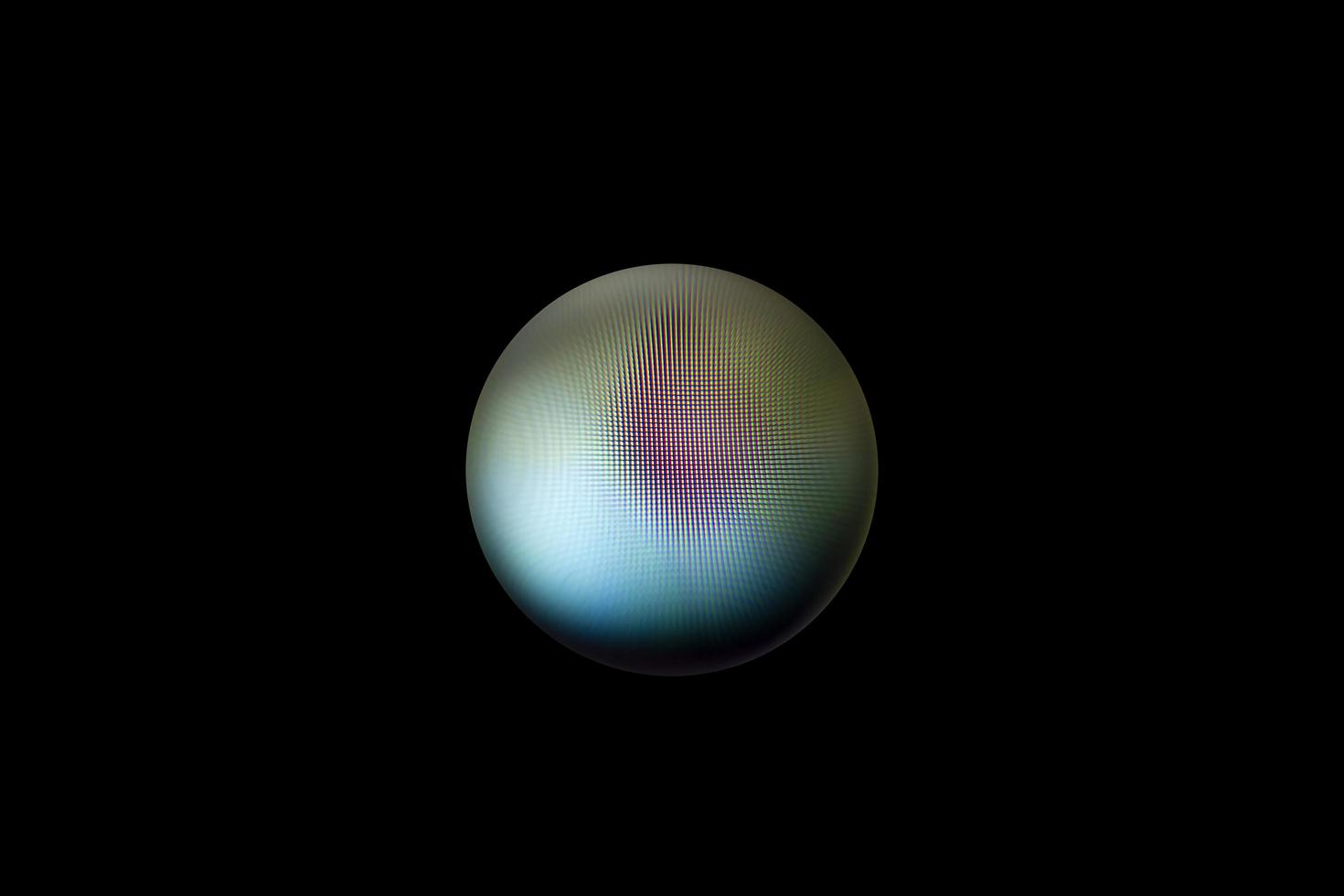 An abstract sphere with a blurry pattern isolated on black background. photo