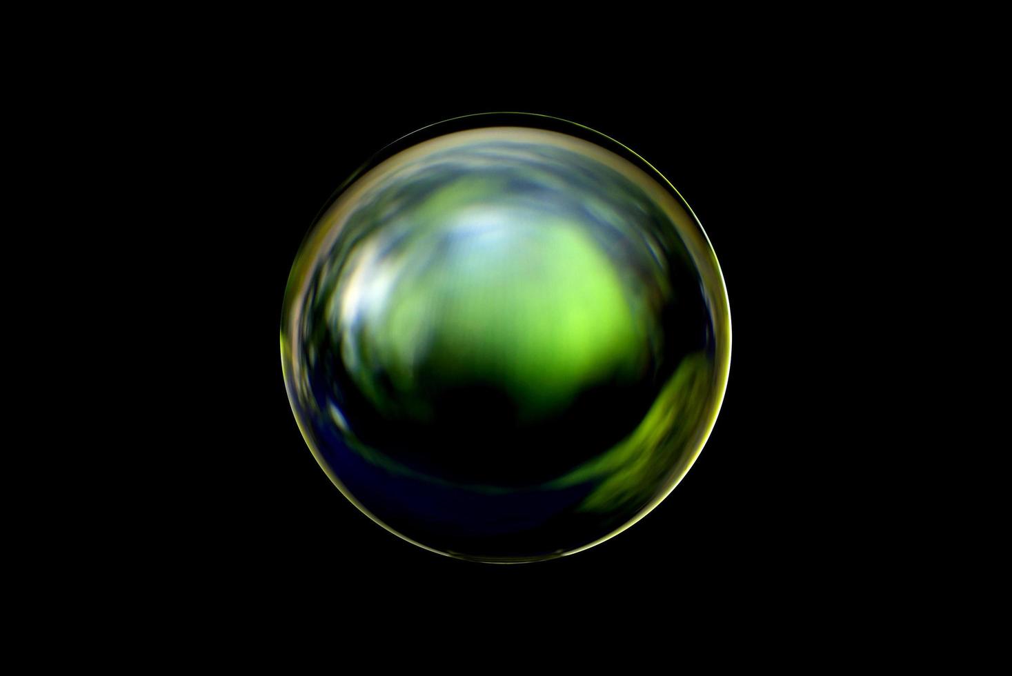 una esfera abstracta con un patrón borroso aislado sobre fondo negro. foto