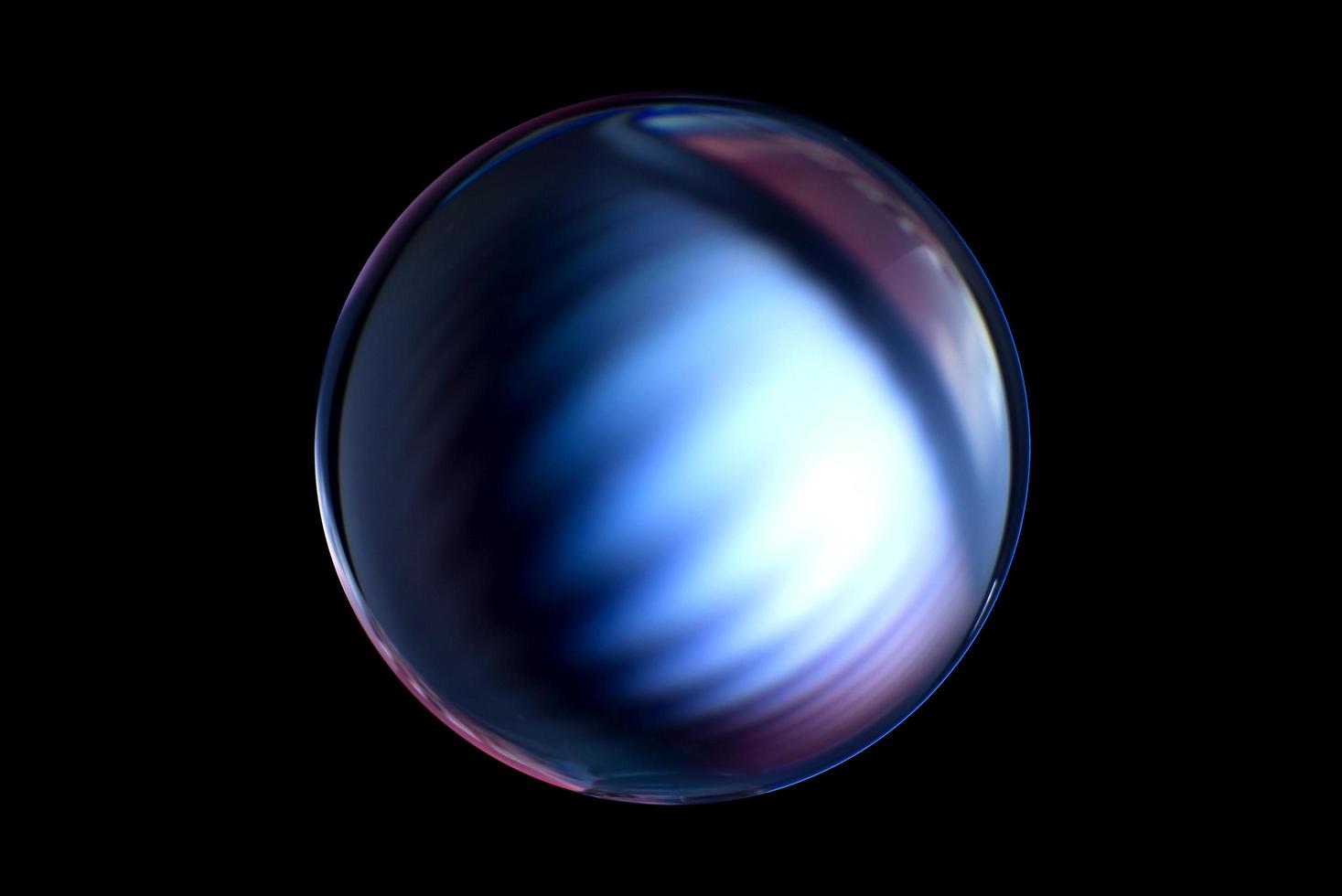 An abstract sphere with a blurry pattern isolated on black background. photo