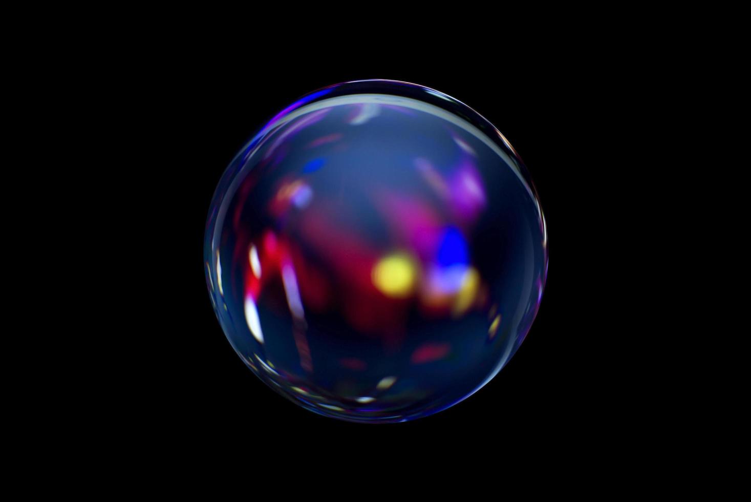 An abstract sphere with a blurry pattern isolated on black background. photo