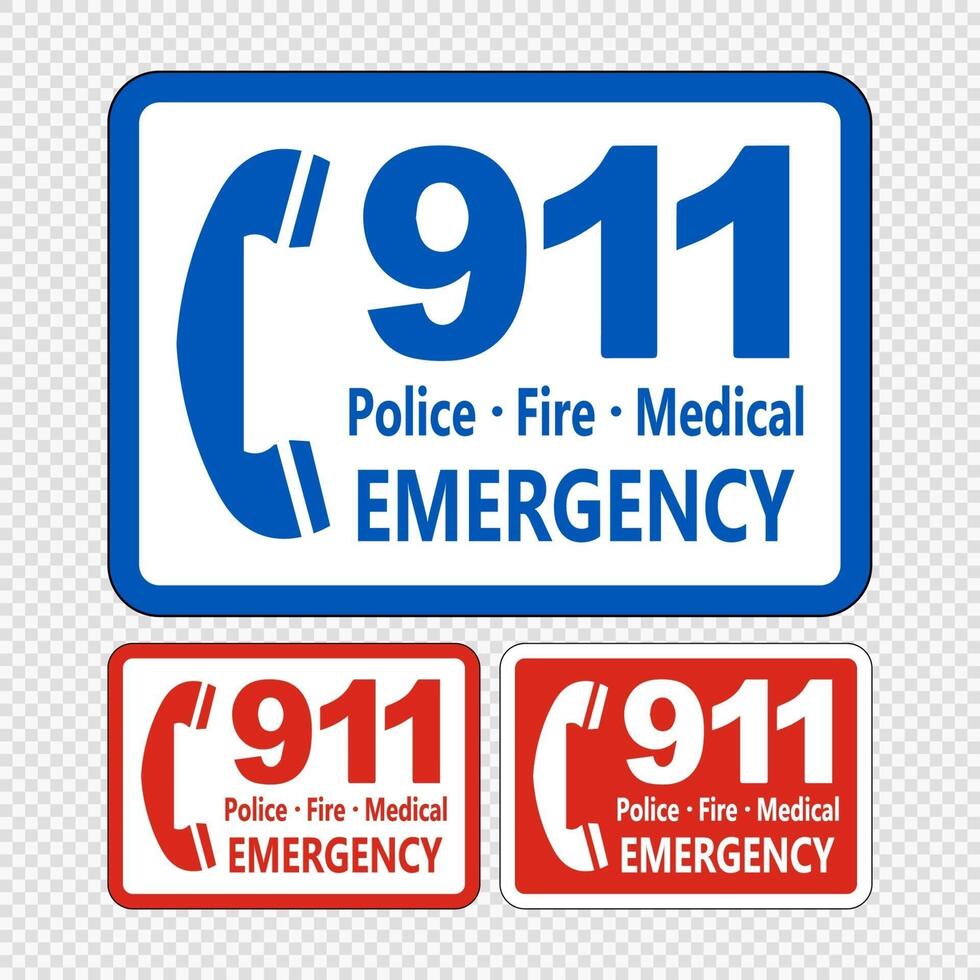 Call 911 Sign on transparent background vector