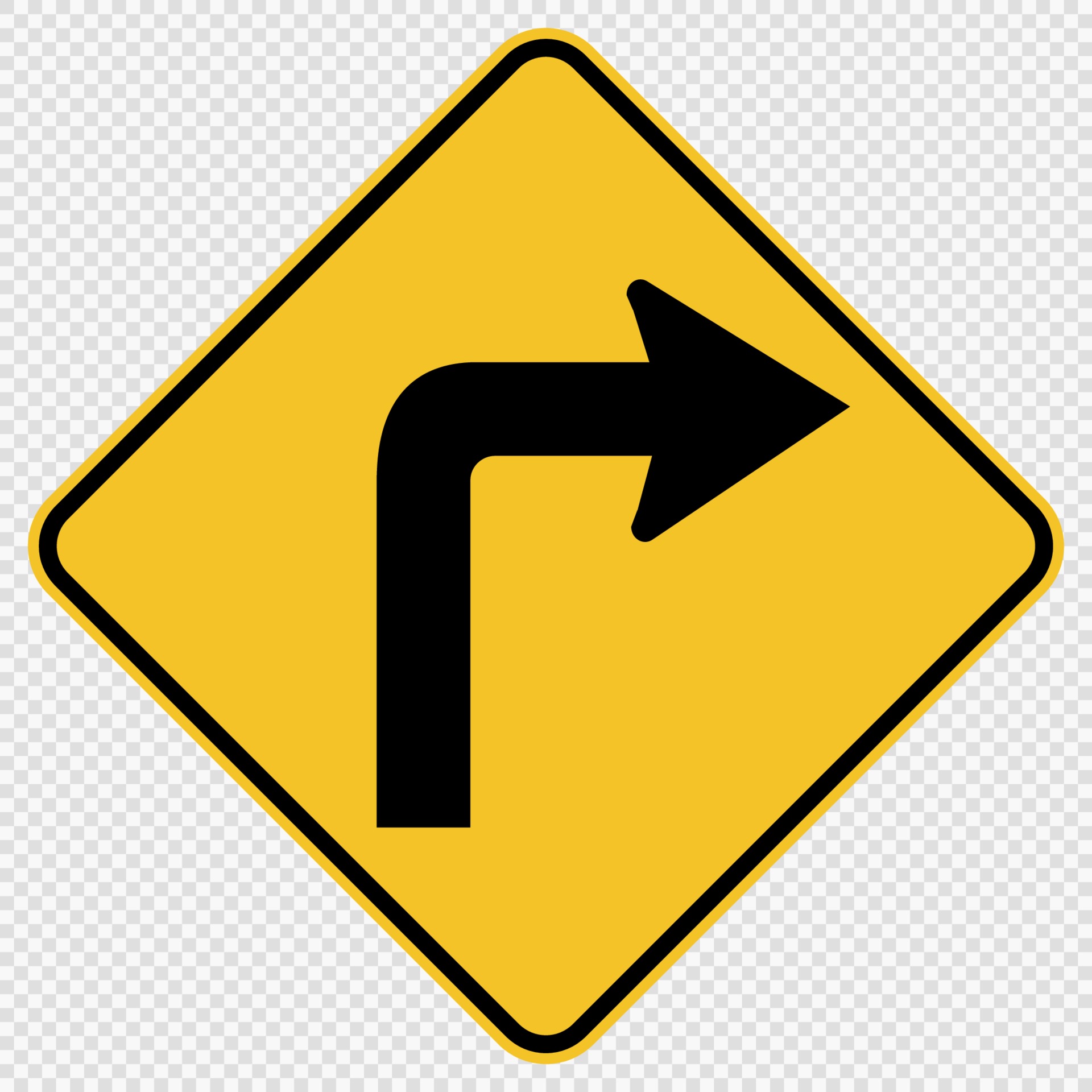 Turn Right Traffic Road Sign on transparent background 2315044 Vector