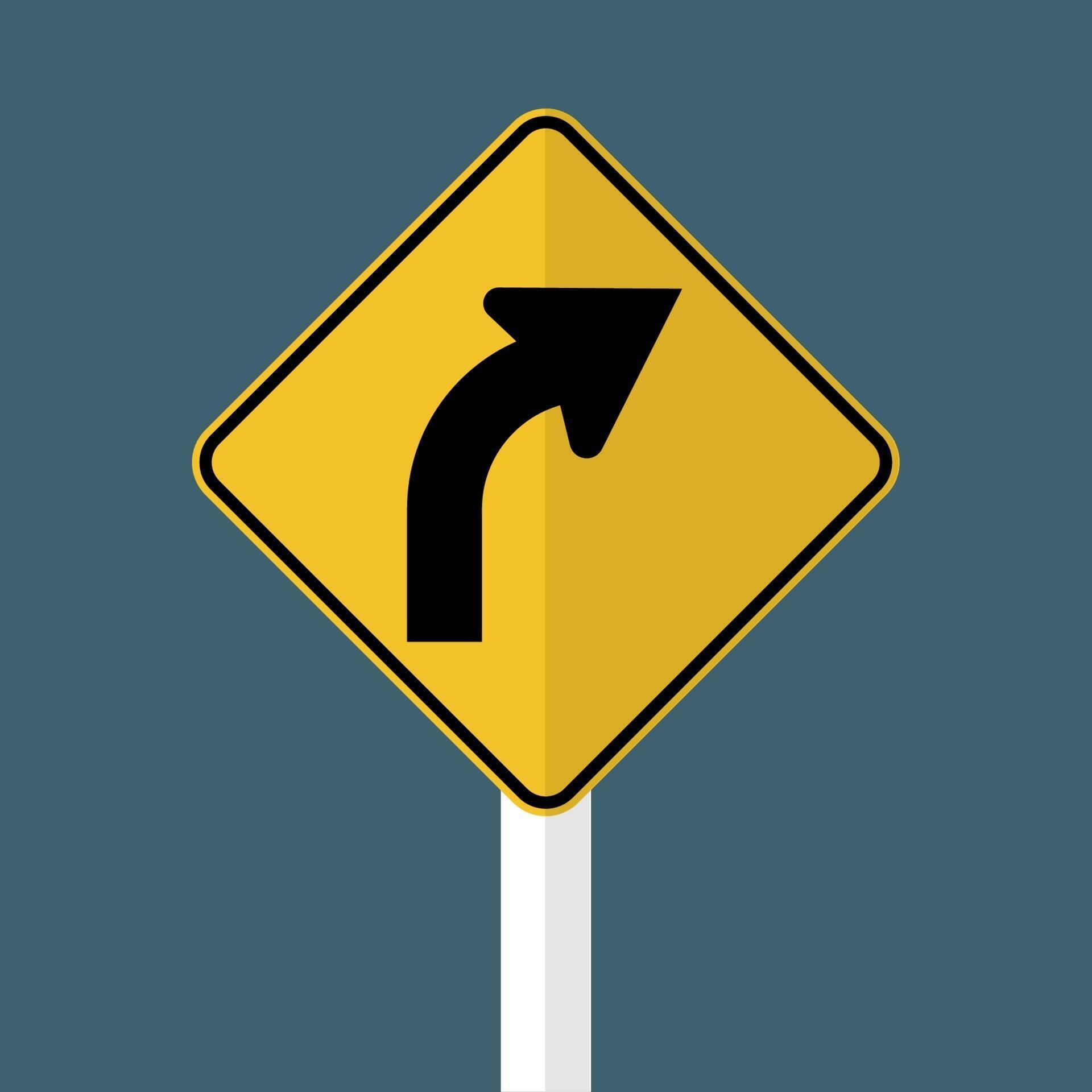 Right Curve Ahead Sign 2315055 Vector Art at Vecteezy