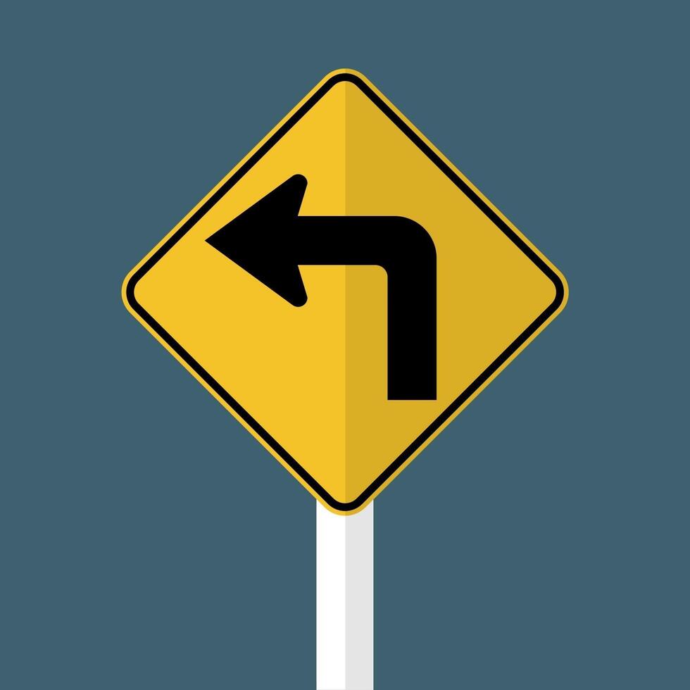 Left turn ahead traffic sign vector