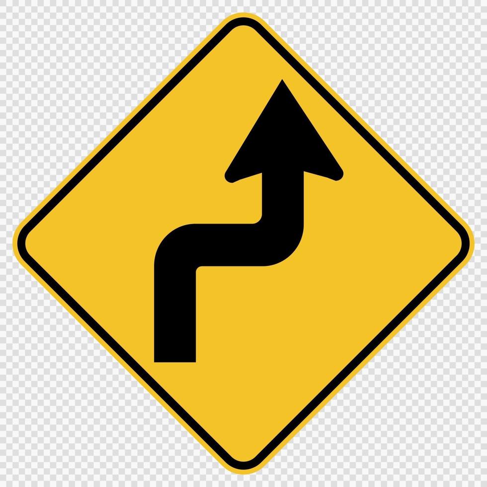 Curves ahead Right Traffic Road Sign on transparent background vector