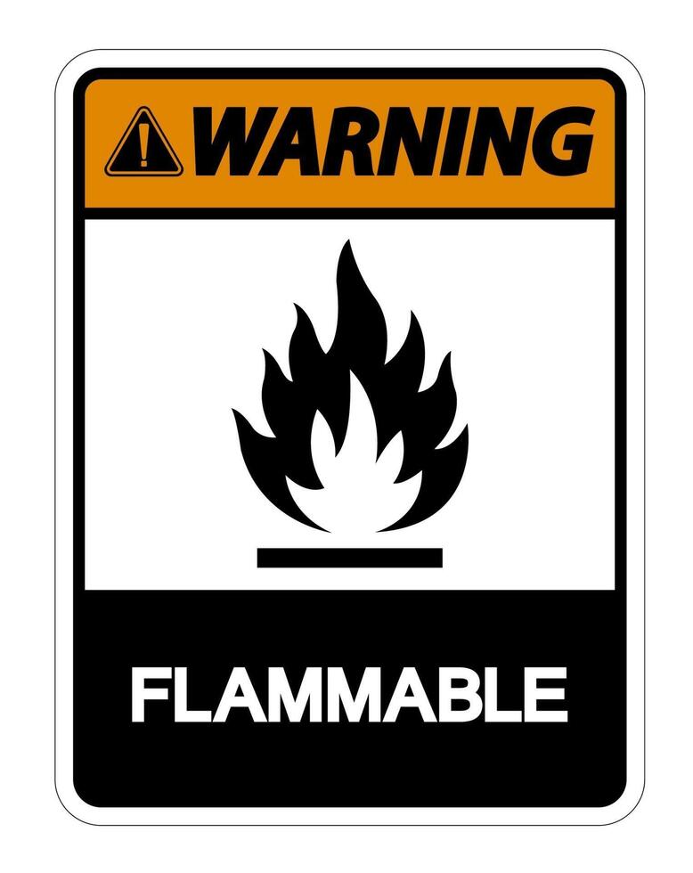 Warning Flammable Symbol Sign on white background vector