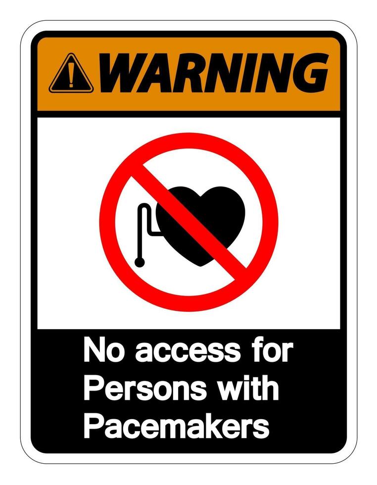 Warning No Access For Persons With Pacemaker Symbol Sign On White Background vector