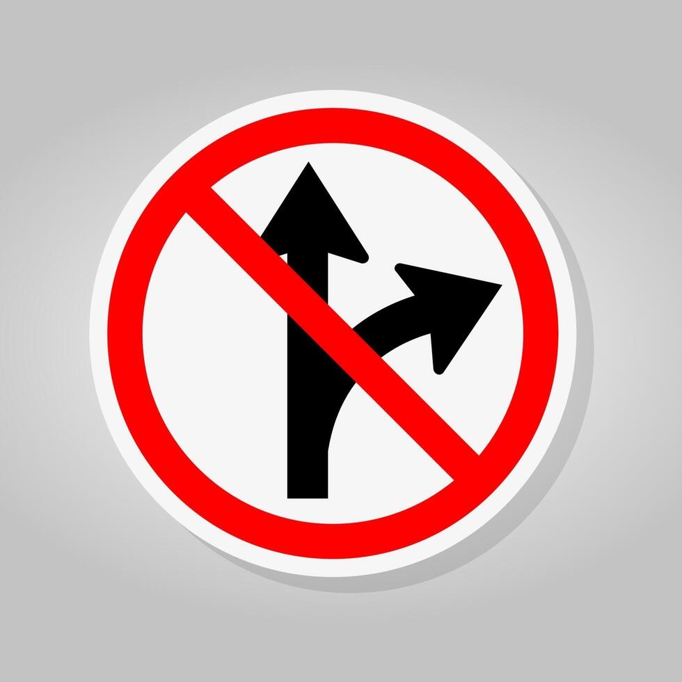 Prohibit Proceed Straight or Turn Right Road Sign vector