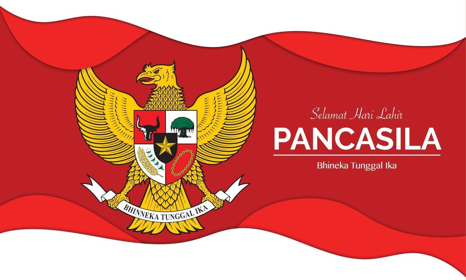 dia de pancasila con onda de papel vector