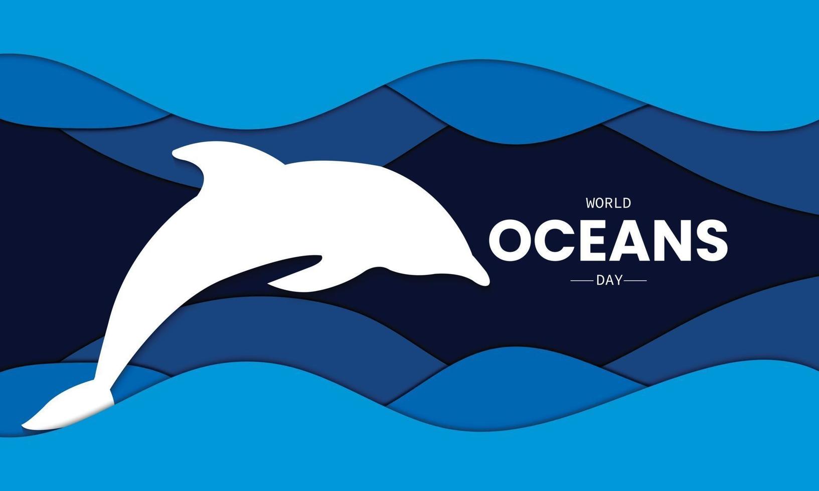 World Oceans Day Paper Wave Vector