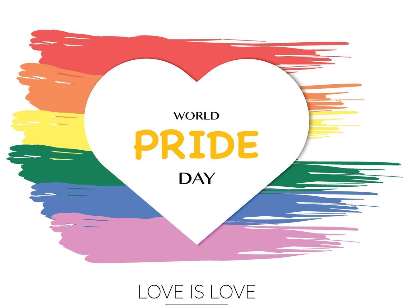 pincel de color y papel de corazón del día mundial del orgullo vector