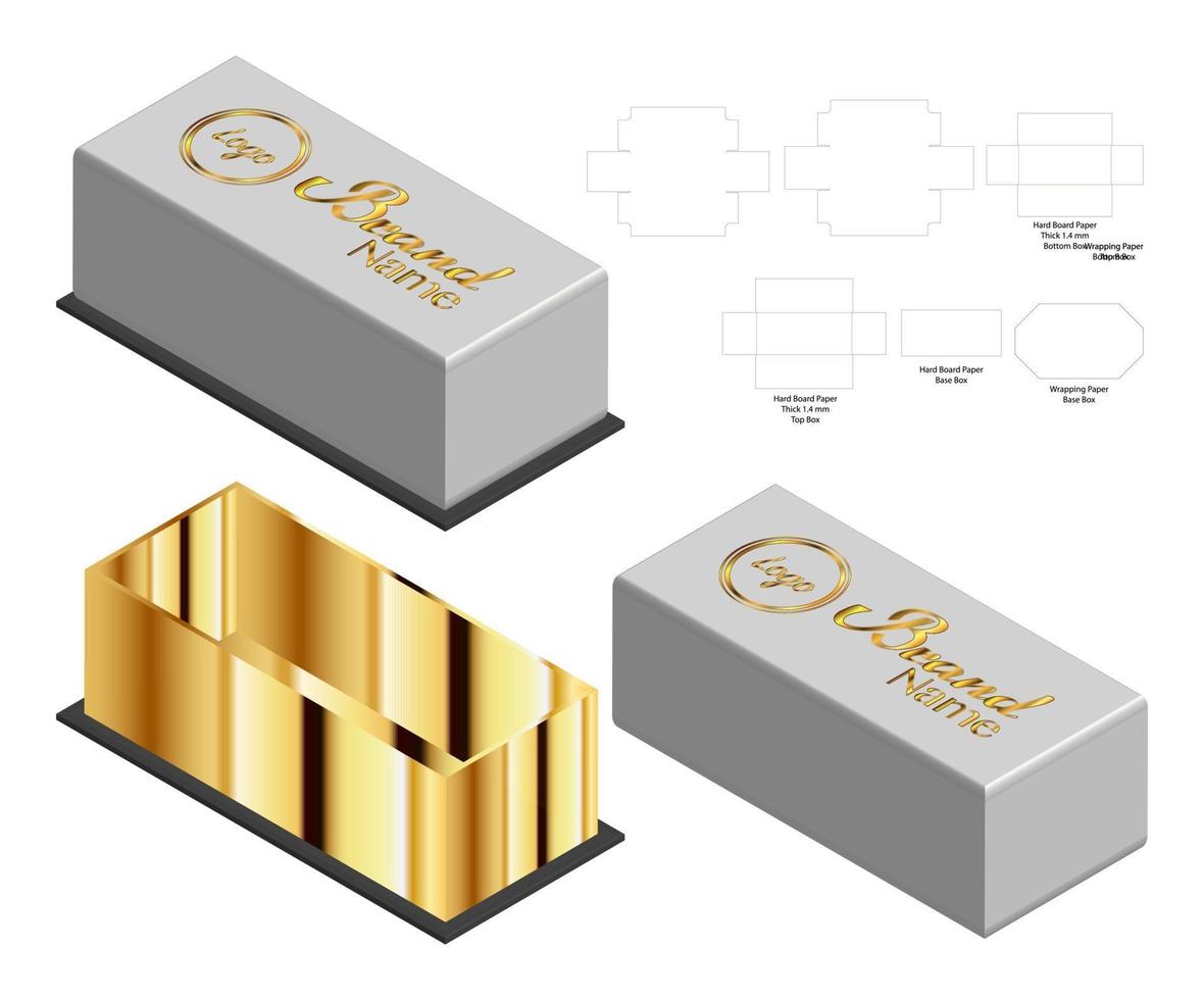 diseño de plantilla troquelada de embalaje de caja. Maqueta 3d vector