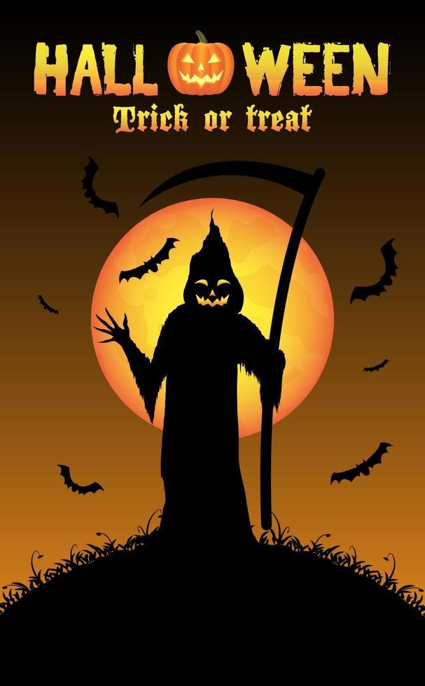 grim reaper with halloween background vector