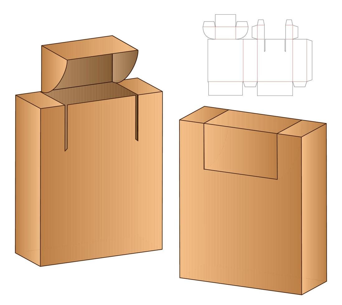 Box packaging die cut template design. 3d mock-up vector