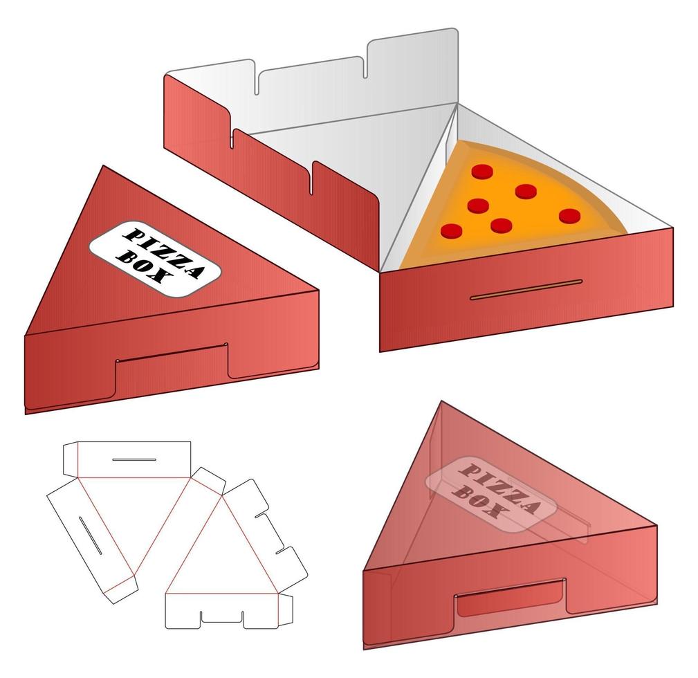 Caja de pizza paquete corrugado troquelado con maqueta vector