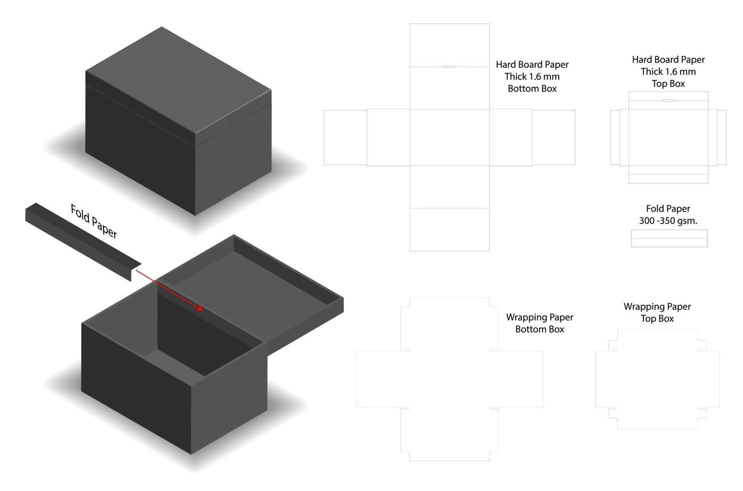 Box packaging die cut template design. 3d mock-up vector