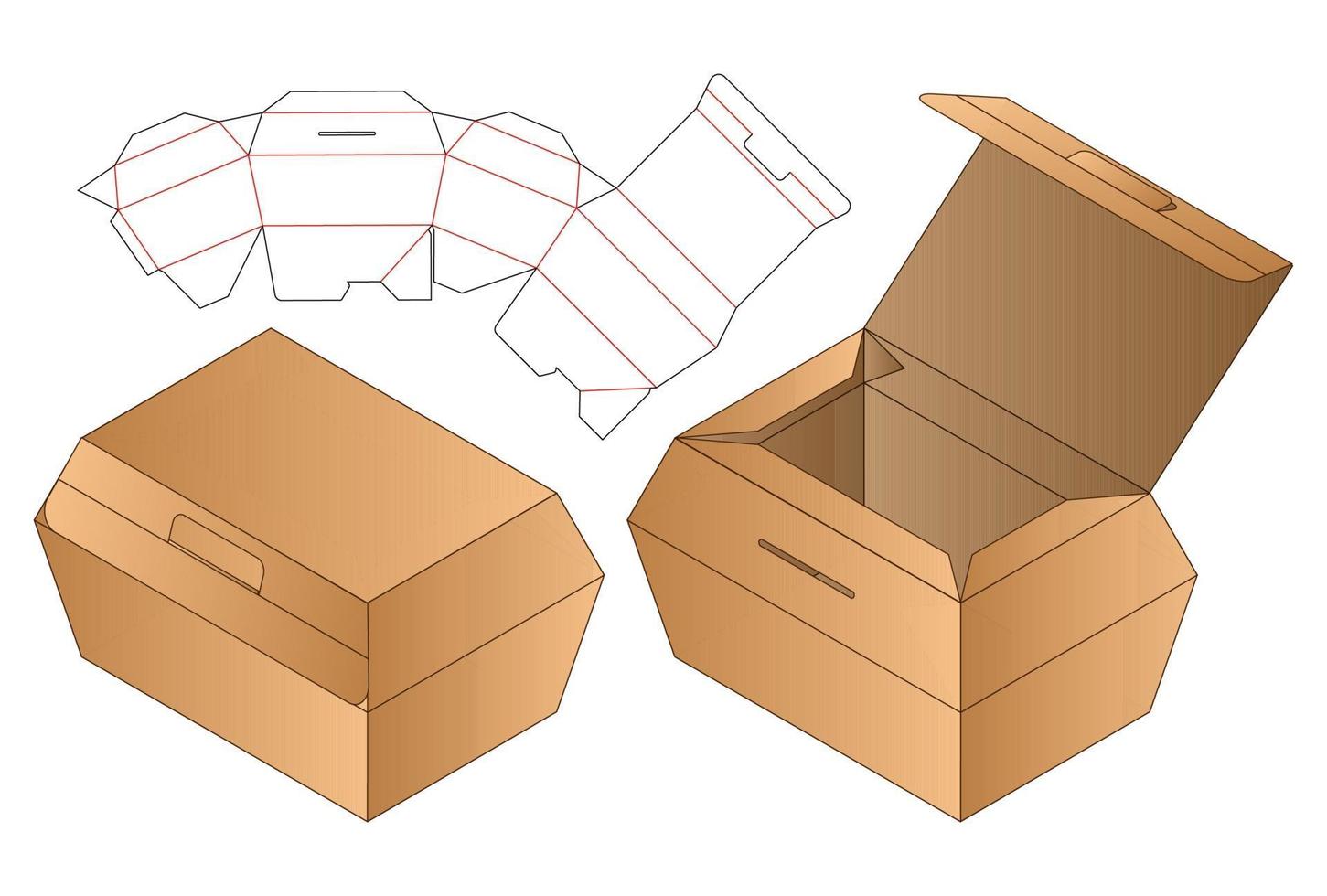 Box packaging die cut template design. 3d mock-up vector