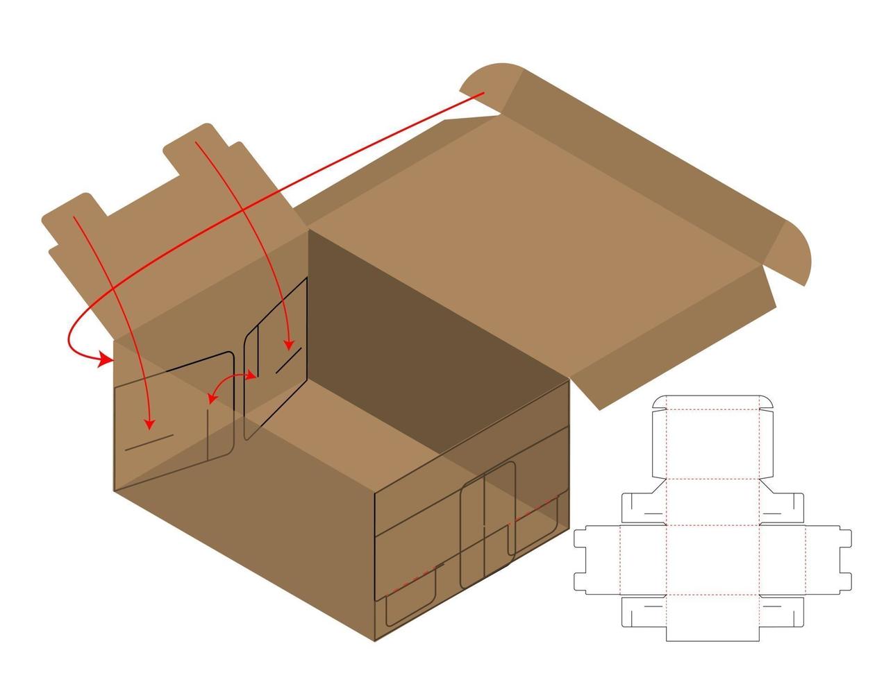 Box packaging die cut template design. 3d mock-up vector