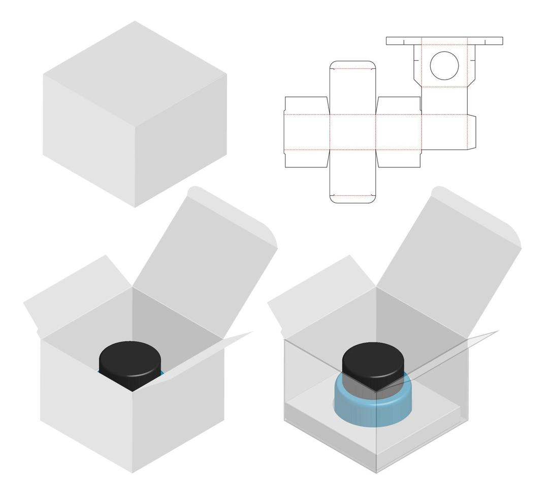 diseño de plantilla troquelada de embalaje de caja. Maqueta 3d vector