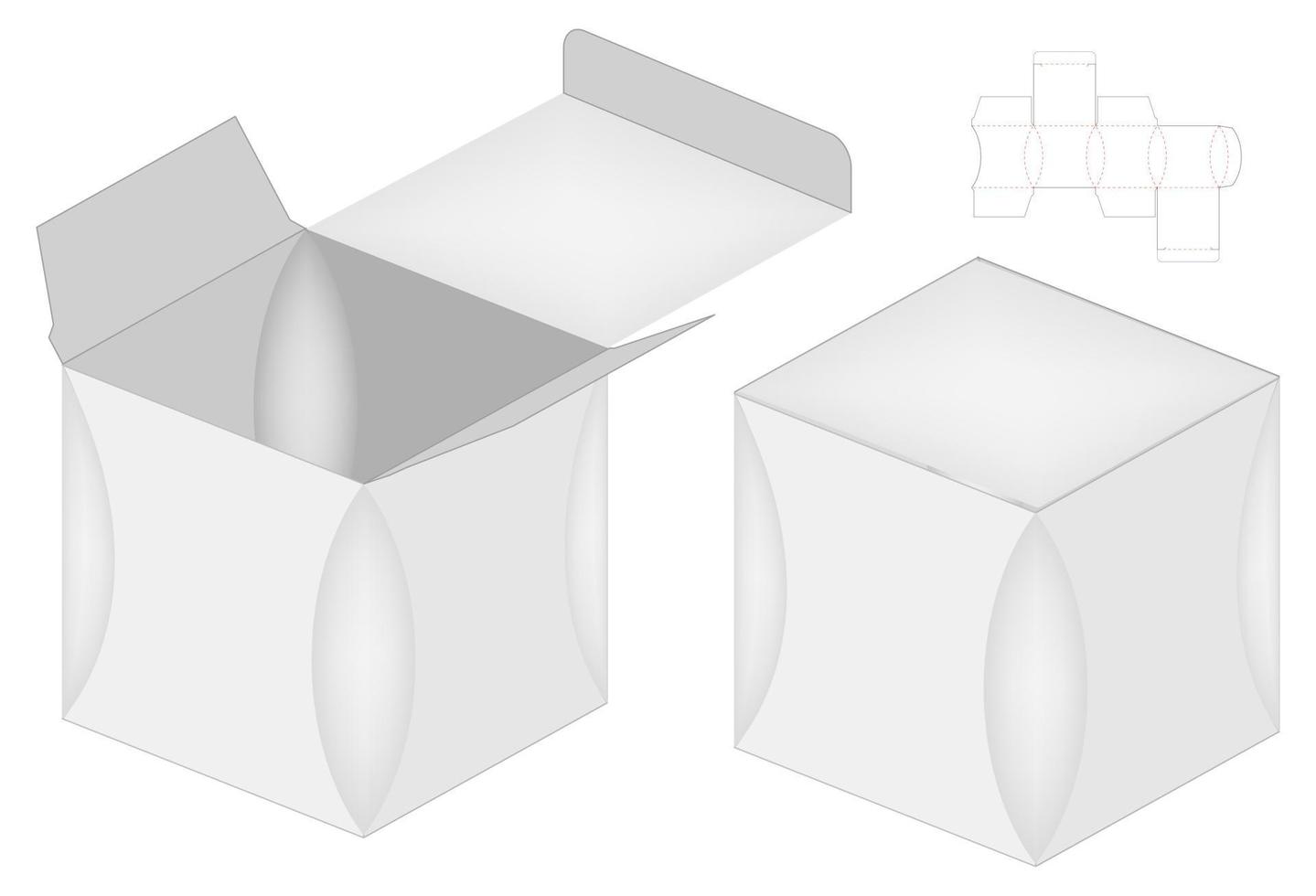 diseño de plantilla troquelada de embalaje de caja. Maqueta 3d vector