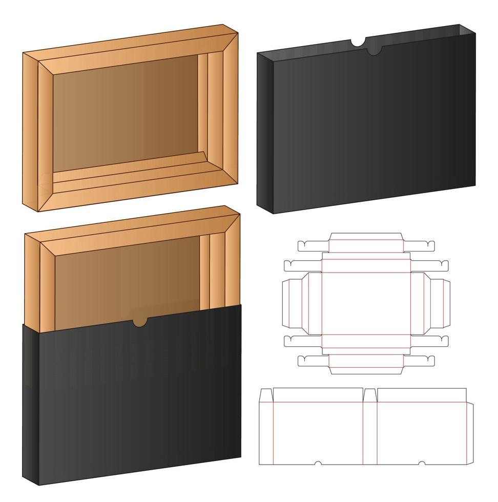 diseño de plantilla troquelada de embalaje de caja. Maqueta 3d vector