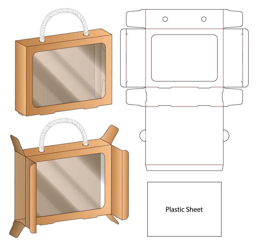Box packaging die cut template design. 3d mock-up vector