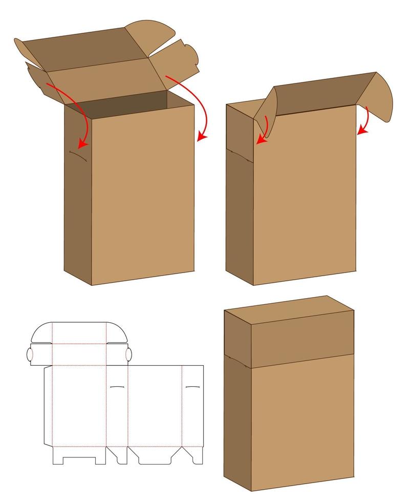 Box packaging die cut template design. 3d mock-up vector