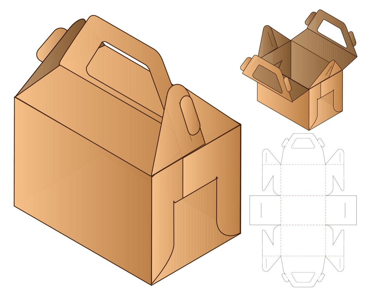 Box packaging die cut template design. 3d mock-up vector