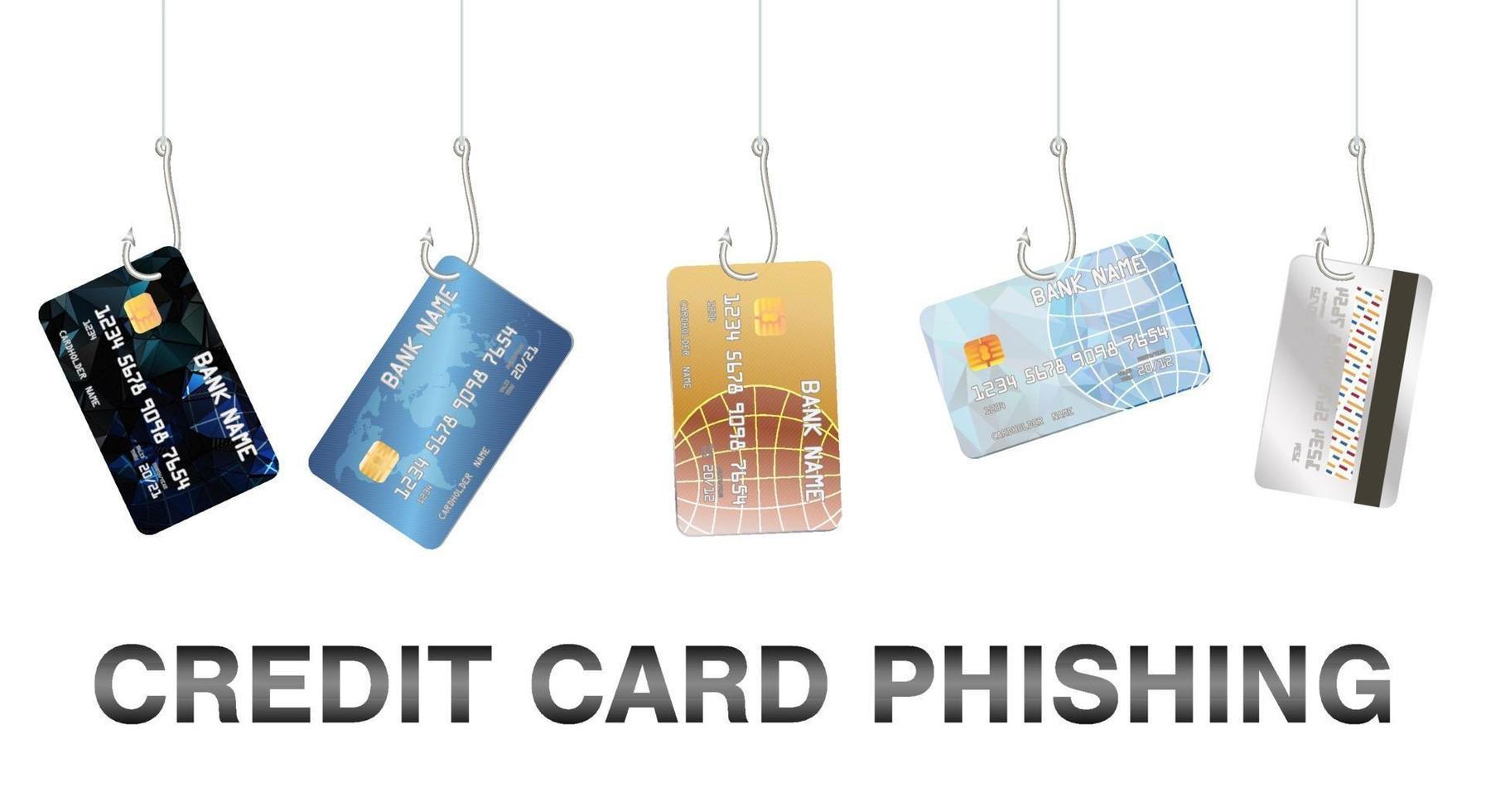 real fishing hook phishing credit card vector