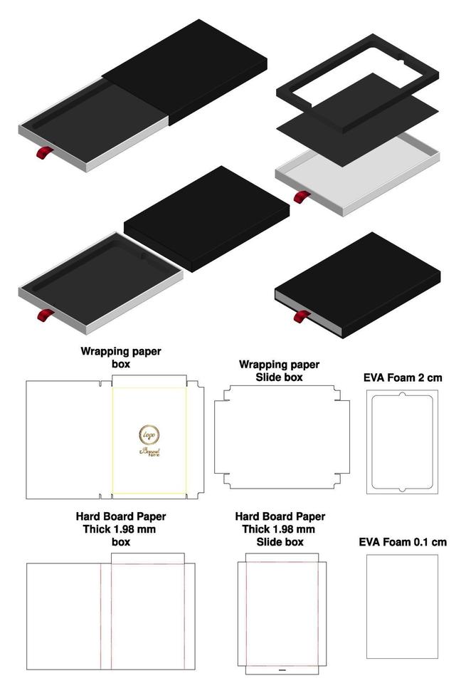 Box packaging die cut template design. 3d mock-up vector