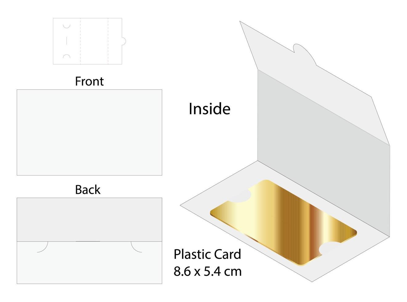 plastic card envelope die-cut template mockup vector