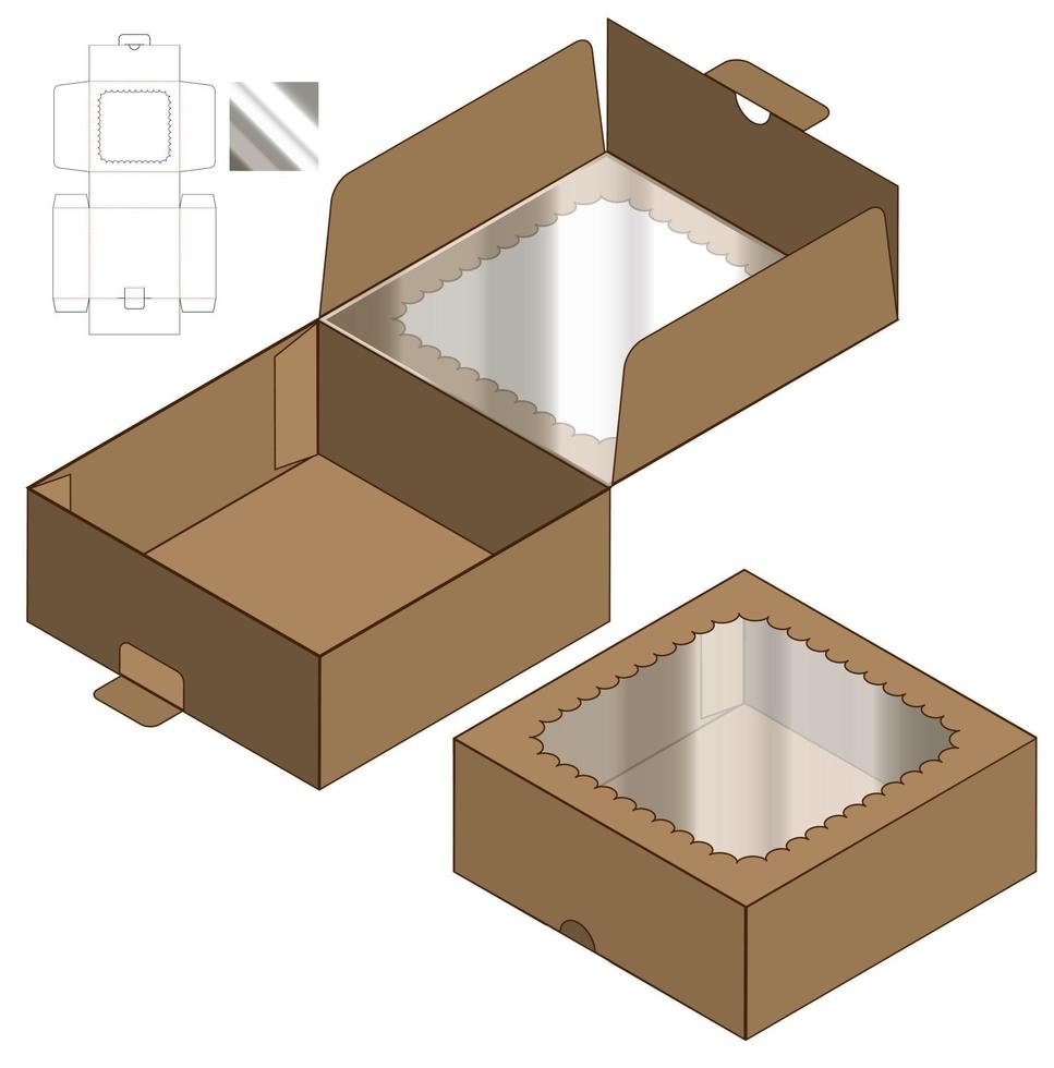 Box packaging die cut template design. 3d mock-up vector