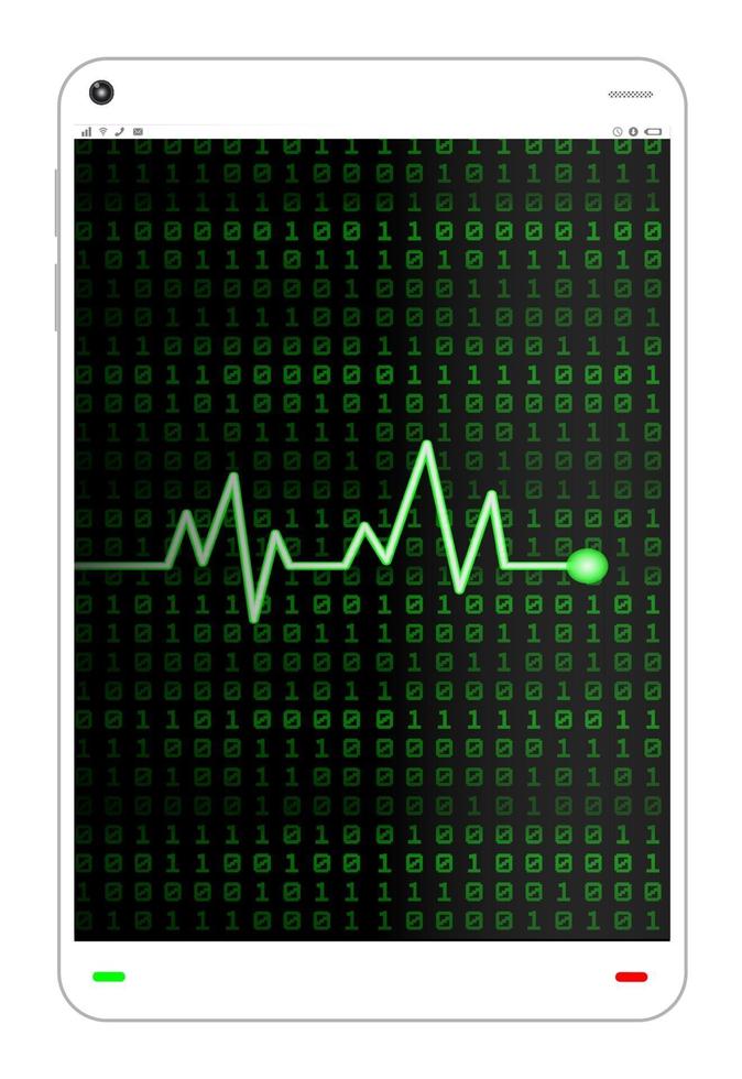 smartphone with green heart rate on screen vector