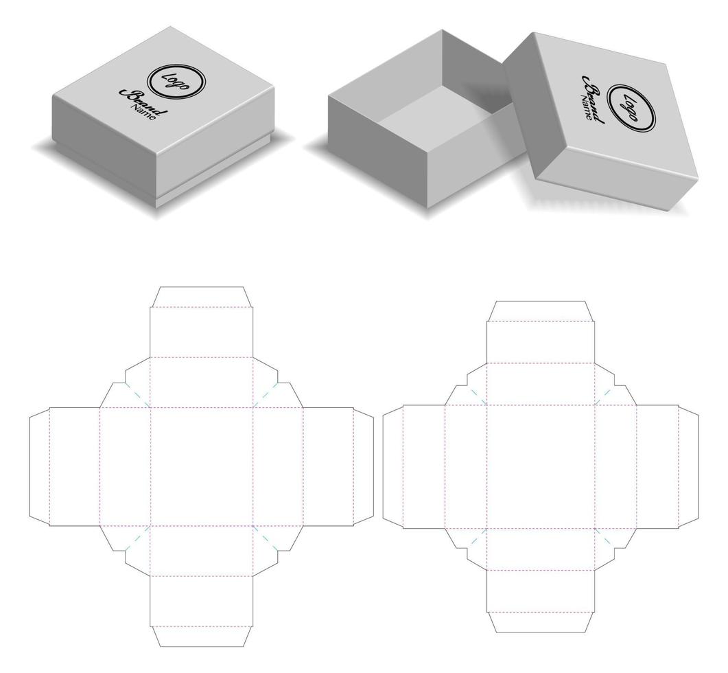 Box packaging die cut template design. 3d mock-up vector
