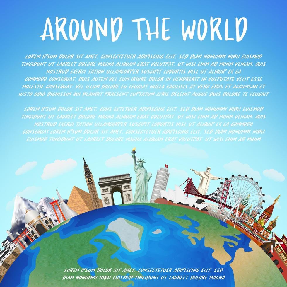 real travel landmarks around the world vector