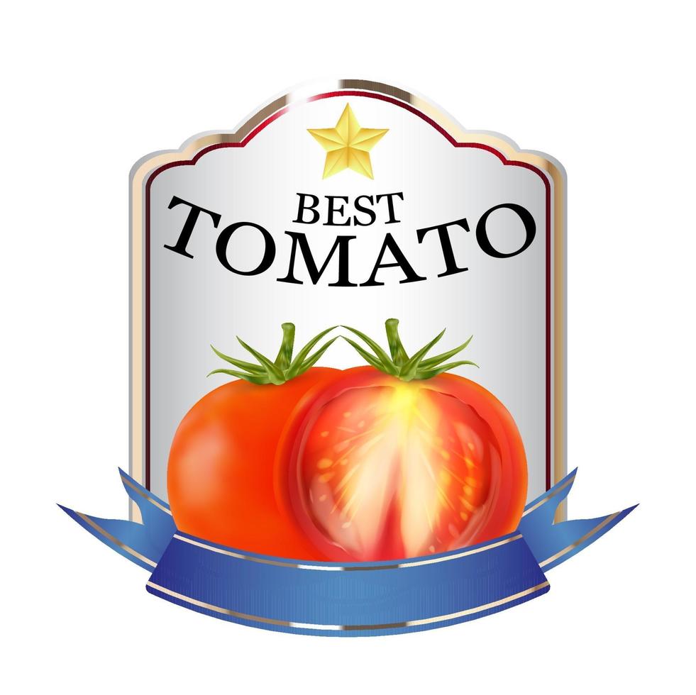 label of red tomato ketchup brand logo vector