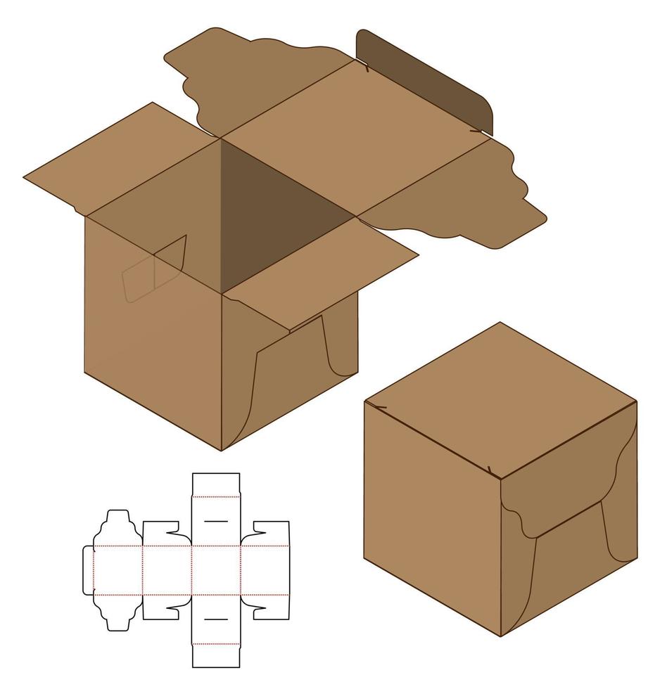 Box packaging die cut template design. 3d mock-up vector