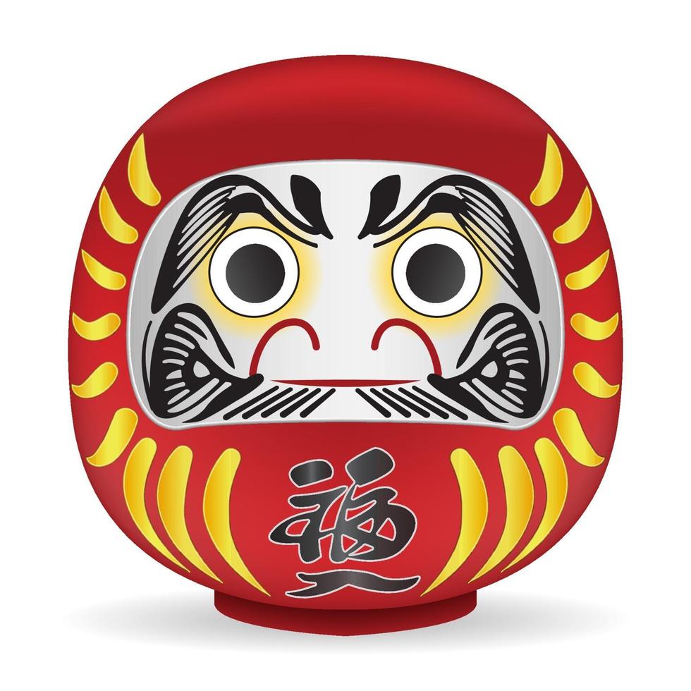 Japan Daruma doll. Translation on doll's body is Fortune vector