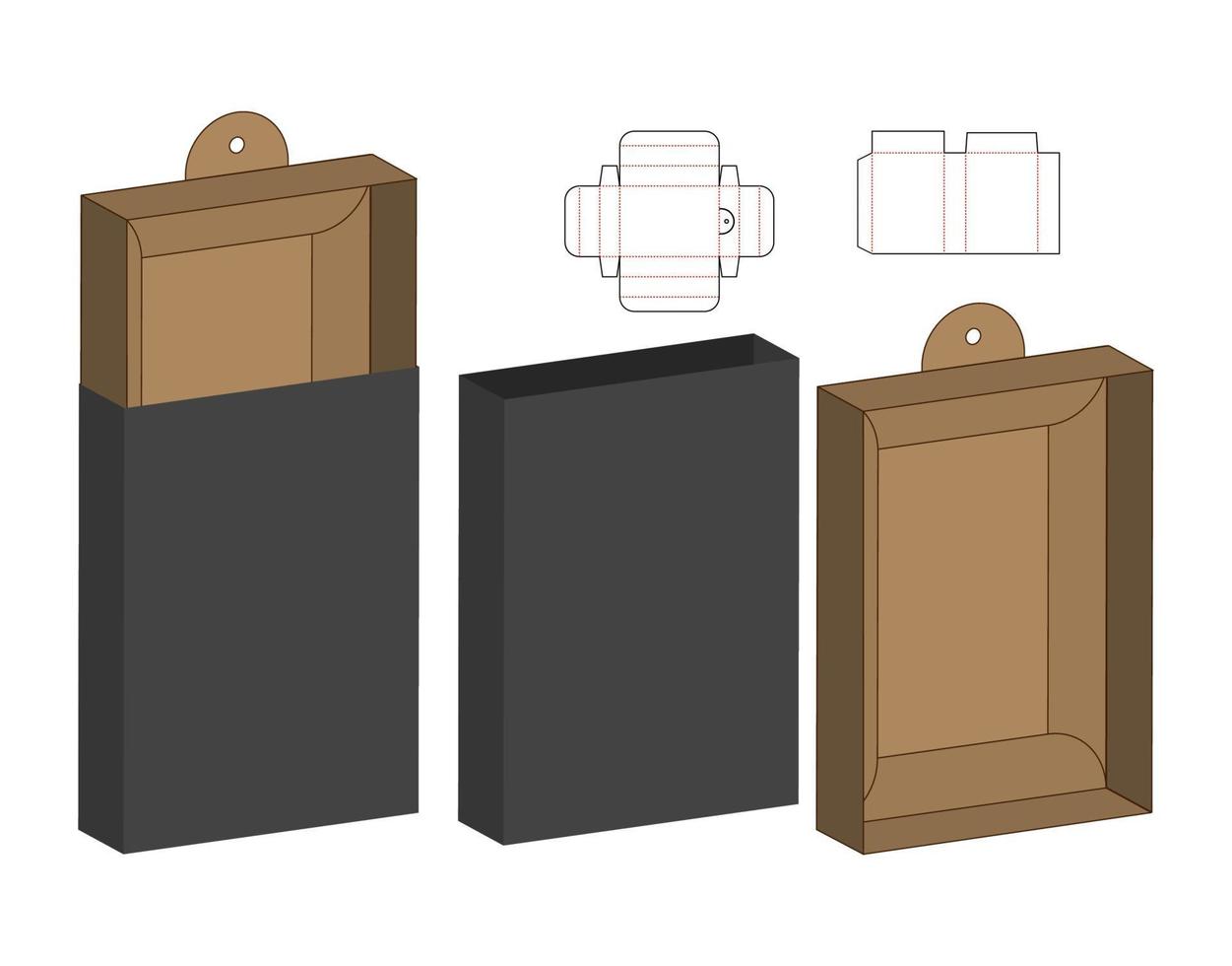 Box packaging die cut template design. 3d mock-up vector