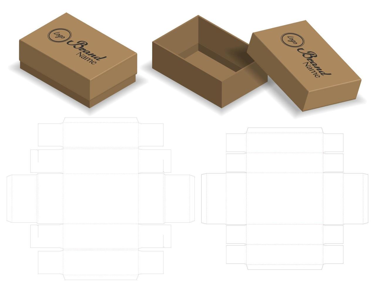 Box packaging die cut template design. 3d mock-up vector