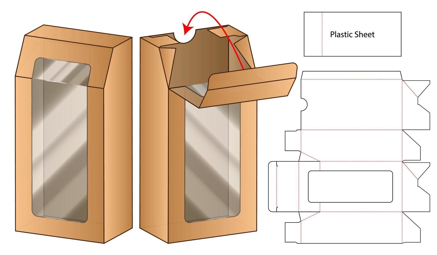 Box packaging die cut template design. 3d mock-up vector