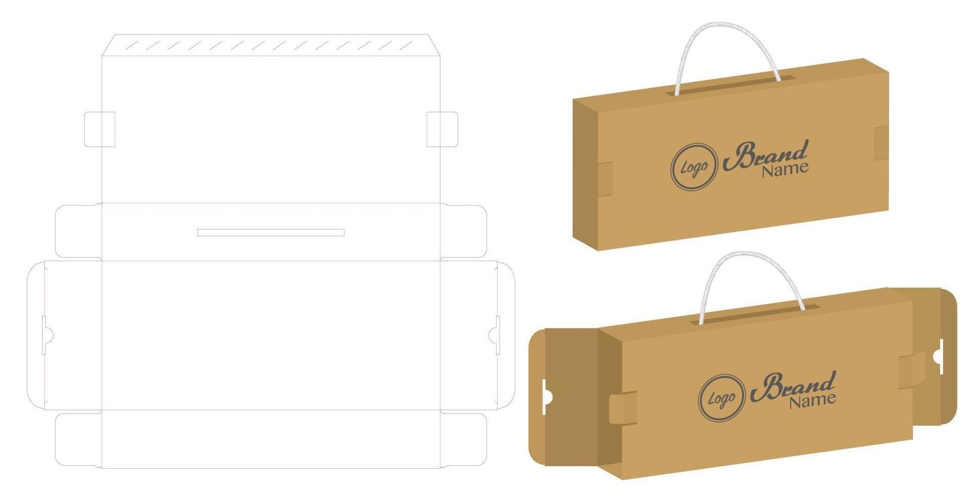 diseño de plantilla troquelada de embalaje de caja. Maqueta 3d vector