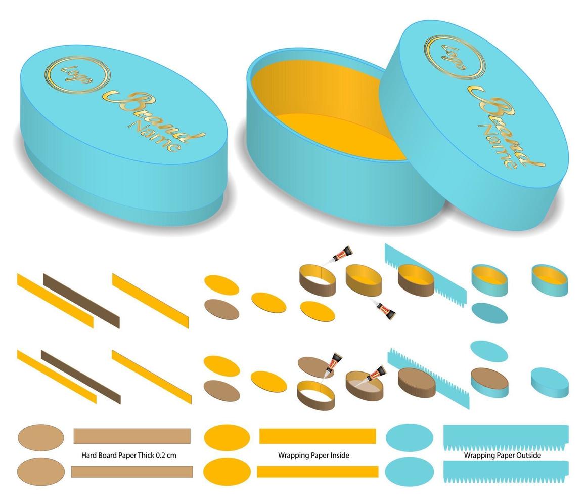 Box packaging die cut template design. 3d mock-up vector