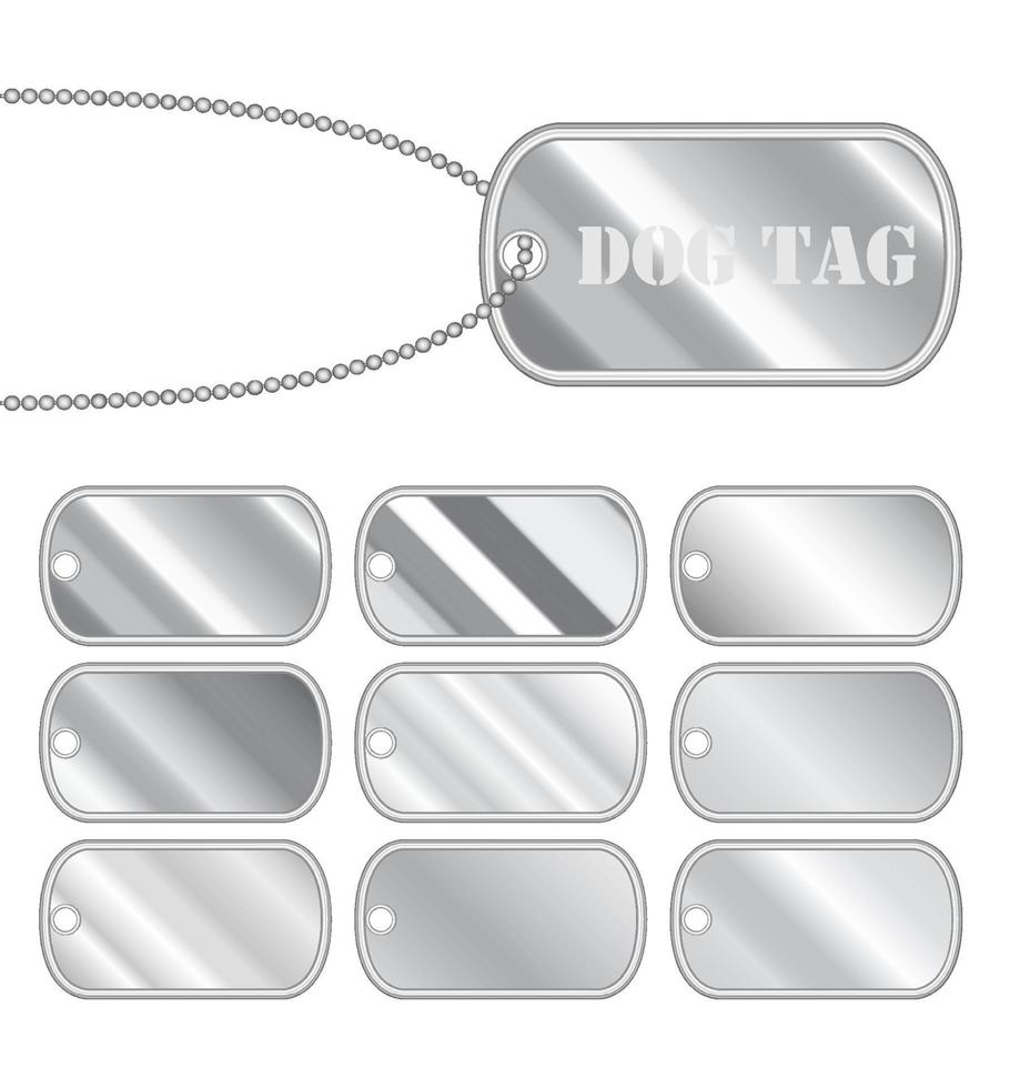 set of a steel dog tag vector on a white background