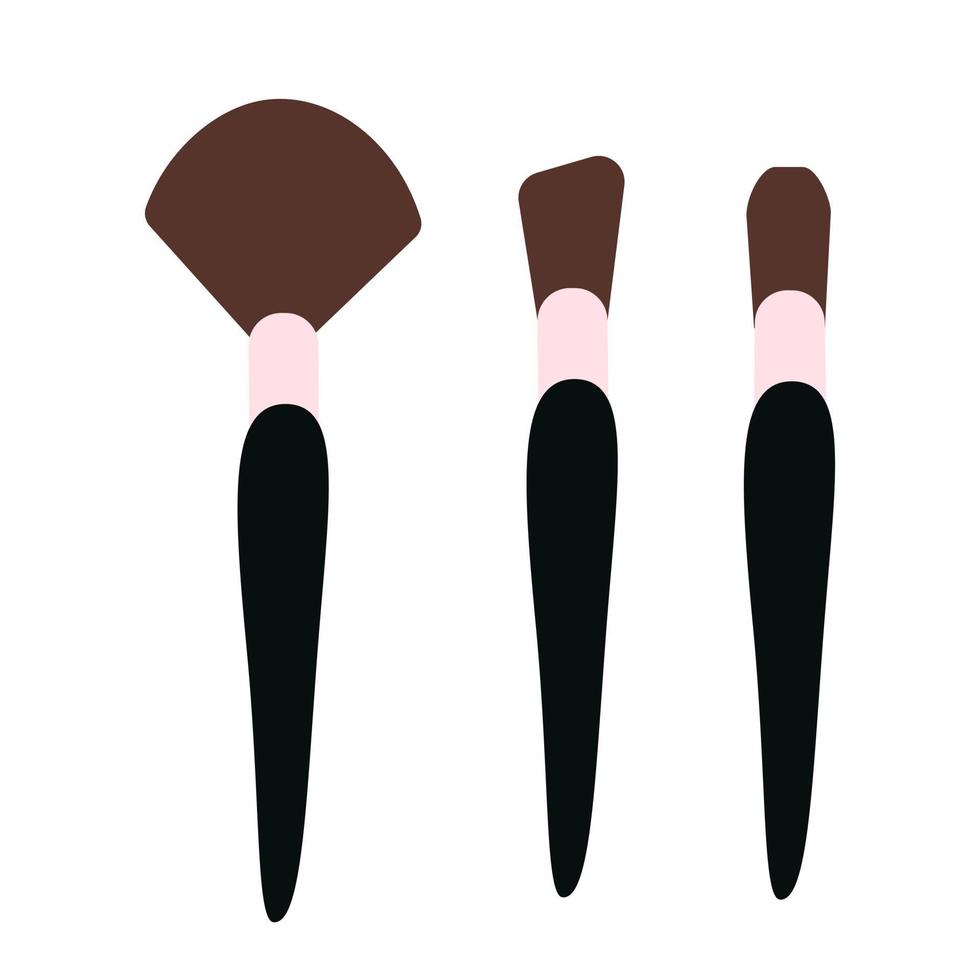 colección de diferentes pinceles de maquillaje. vector