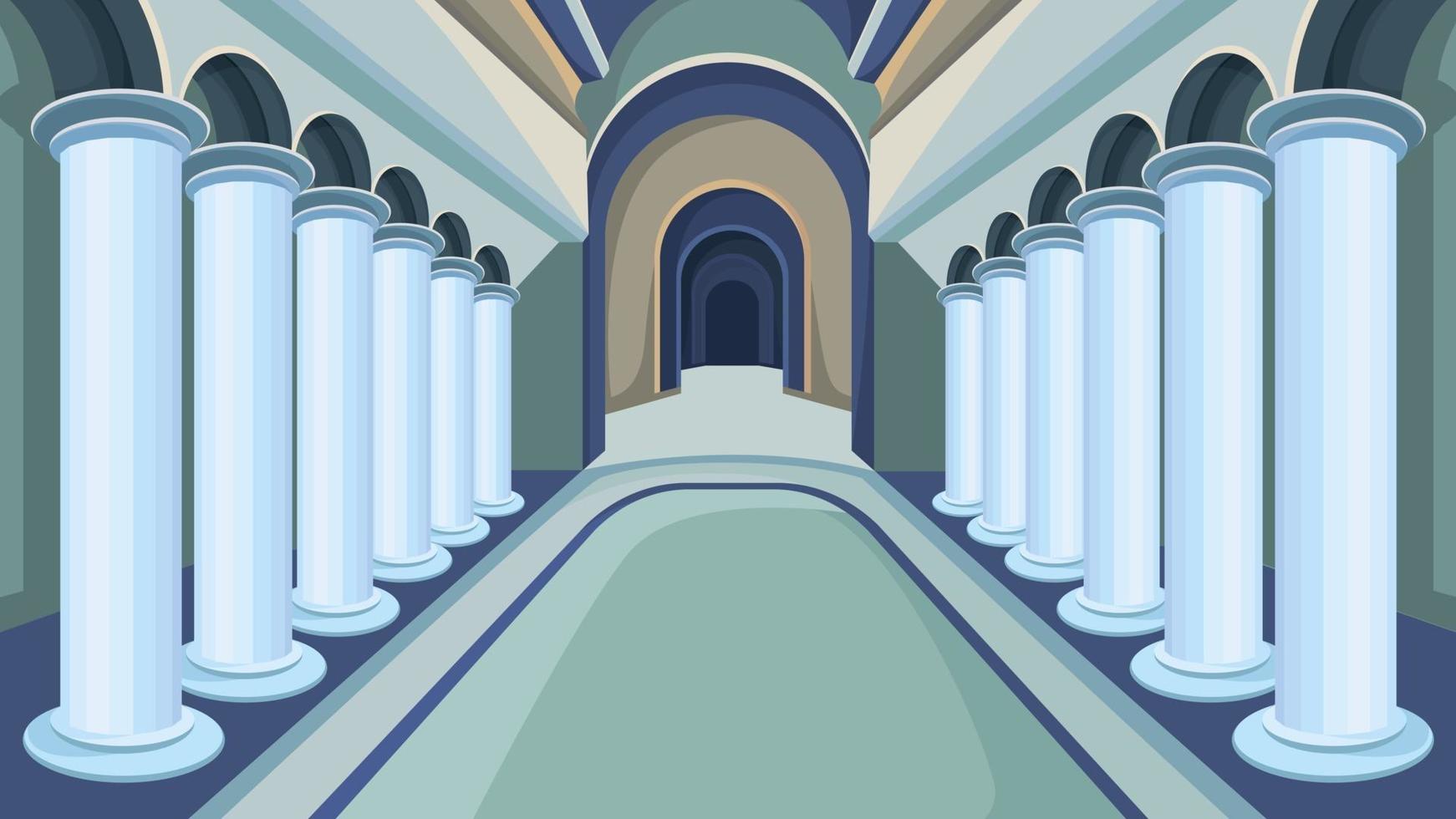 interior del castillo de noche. vector